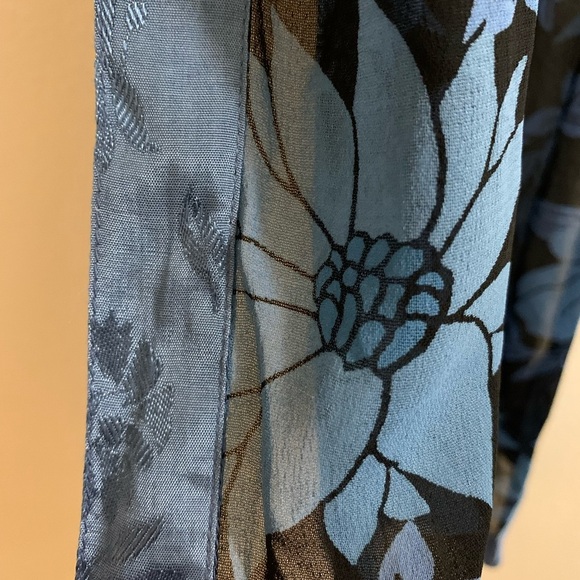 Kavita Blue Floral Scarf Tapestry Edging Head Scarf-Purse Twilly Tie Scarf - Picture 9 of 9